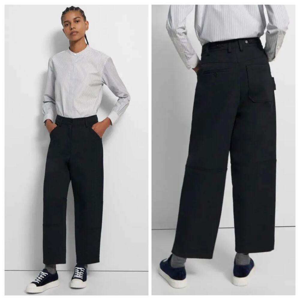 Theory Project Cotton Wool Twill Five-Pocket Relaxed Utility Barrel Pants Size 4 - Picture 2 of 16